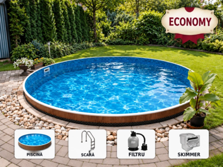 Piscină rotundă demontabilă AZURO 400DL Ø 3,60 × 1,20 m cu filtrare – pachet ECONOMY