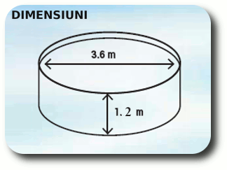 Piscină rotundă demontabilă AZURO 400DL Ø 3,60 × 1,20 m – pachet BASIC – DIMENSIUNI