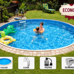 Piscină rotundă demontabilă AZURO 402DL Ø 4,60 × 1,20 m cu filtrare – pachet ECONOMY