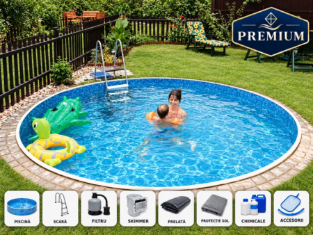Piscină rotundă demontabilă AZURO 402DL Ø 4,60 × 1,20 m cu filtrare – pachet PREMIUM
