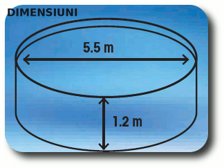 Piscină rotundă demontabilă AZURO 403DL Ø 5,50 × 1,20 m – pachet BASIC – DIMENSIUNI
