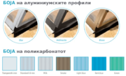 Покрив Trend Economic – БОЈА на алуминиумските профили, БОЈА на поликарбонатот