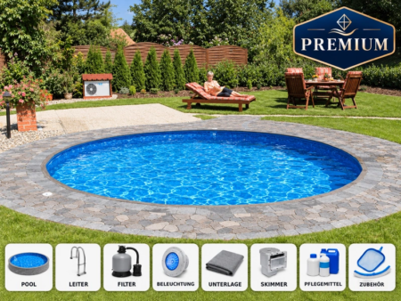 Pool IBIZA Round L 4,00 × 1,50 m – Paket PREMIUM
