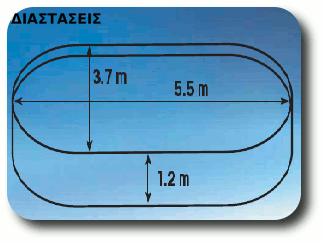 Προκατασκευασμένη οβάλ πισίνα AZURO 404DL 5,50 × 3,70 × 1,20 m – πακέτο BASIC – ΔΙΑΣΤΑΣΕΙΣ (labels 3.7 m, 1.2 m unchanged)