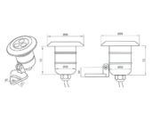 Схема с размерами LED-прожектора 3 W / 12 V – Ø 96 мм, высота 72 мм, Ø 55 мм
