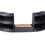 Rattan furniture for an inflatable hot tub – a step and two boxes with shelves