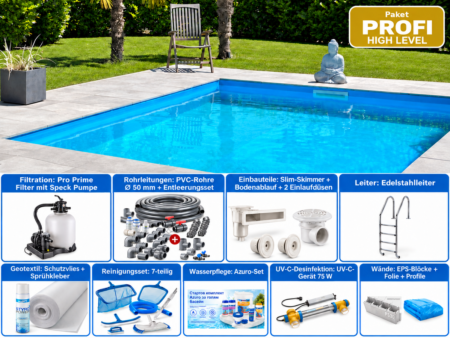 Rechteckiger Styroporpool Poolsana Linea 1 DL 5×3 m – Paket PROFI High Level