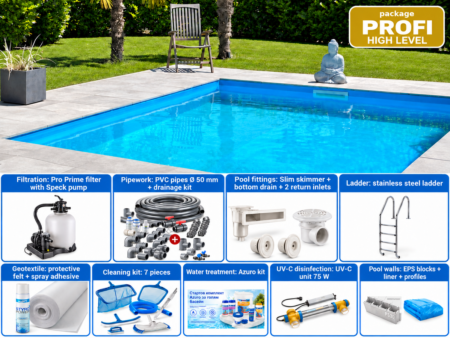 Rectangular EPS pool Poolsana Linea 1 DL 5×3 m – PROFI High Level package