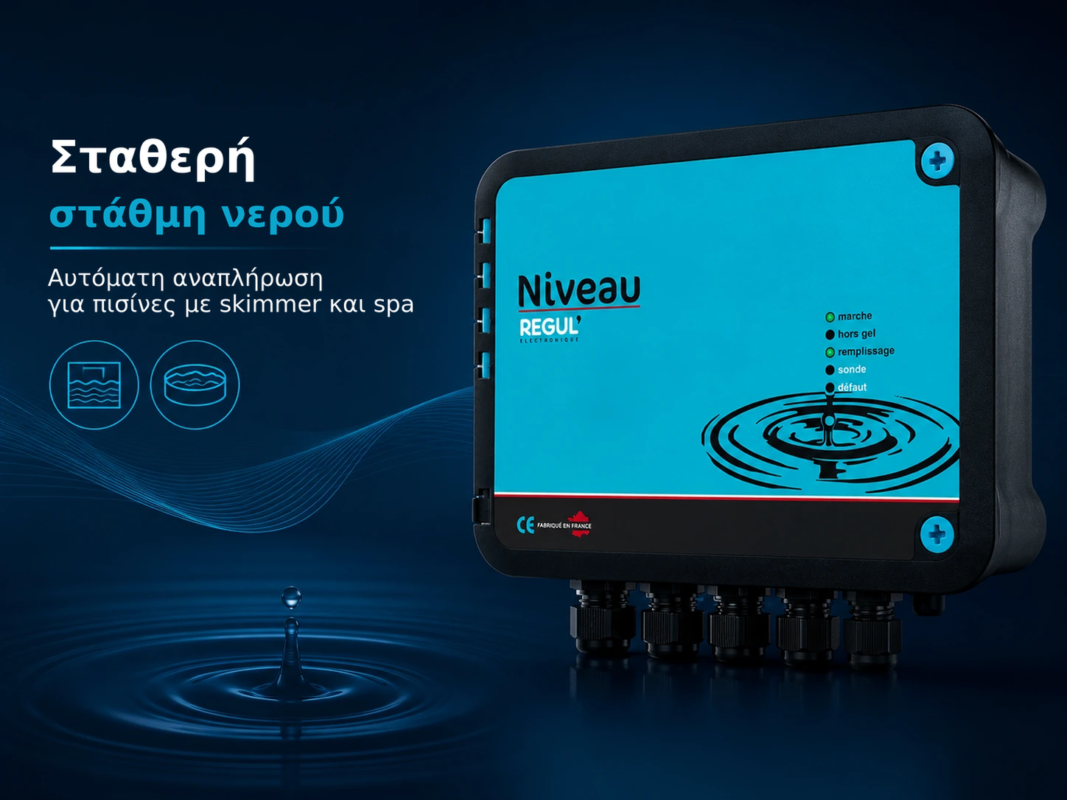 REGUL Niveau – αυτόματη συμπλήρωση νερού για πισίνα και σπα με ηλεκτρομαγνητική βαλβίδα – Σταθερή στάθμη νερού, Αυτόματη αναπ