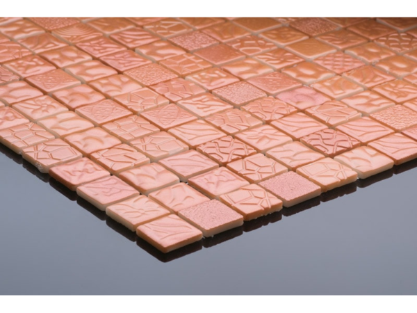 Embossed glass-ceramic bathroom mosaic Azalea – cladding example