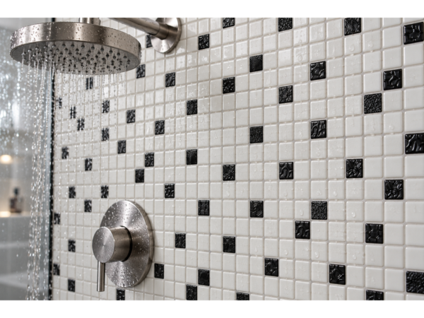 Mozaic în relief din sticlă ceramică pentru baie Carbone – mozaicul văzut de aproape