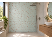Mozaic în relief din sticlă ceramică pentru baie Eucalipto – baie cu un perete accent din mozaic