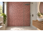 Embossed glass-ceramic bathroom mosaic Mogano – bathroom with an accent wall in the mosaic