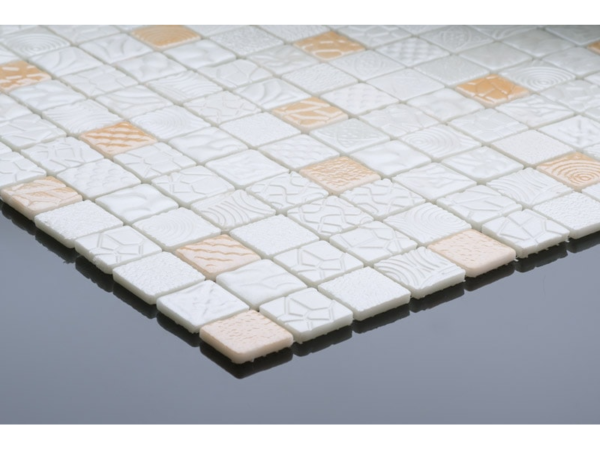 Embossed glass-ceramic bathroom mosaic Tulipano – cladding example
