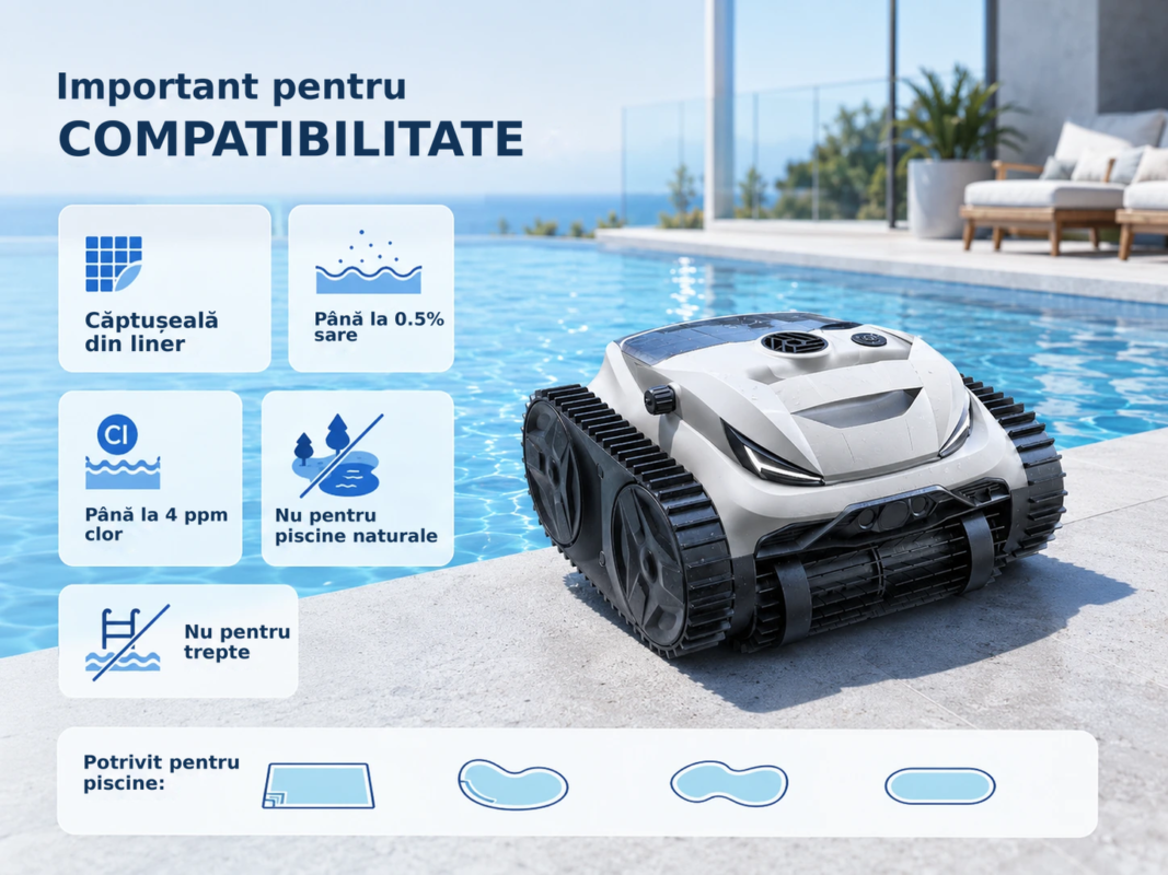 Robot fără fir pentru piscină POOLSANA C11P Pathfinder – curățare a fundului, pereților și liniei de apă până la 120 m² – Imp