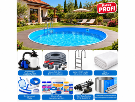 Runder Einbaupool MTH Atlantic Round XL Ø 4,50 m – Do-it-yourself, Paket PROFI
