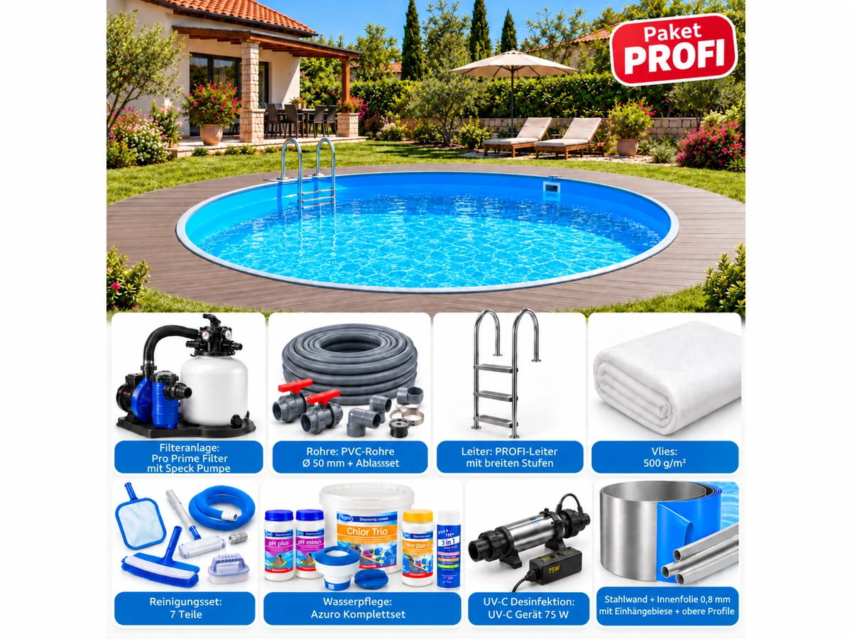 Runder Einbaupool MTH Atlantic Round XL Ø 4,50 m – Do-it-yourself, Paket PROFI Runder Einbaupool MTH Atlantic Round XL Ø 4,50 m – Do-it-yourself, Paket PROFI