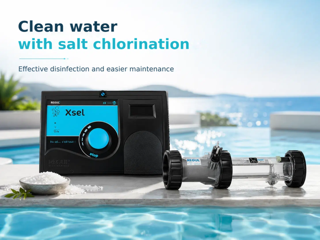 Salt electrolysis REGUL Xsel for pools up to 160 m³ – Clean water, with salt chlorination