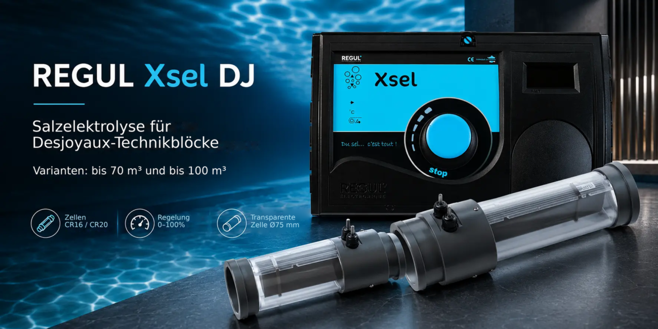 Salzelektrolyse REGUL Xsel DJ für Desjoyaux-Blöcke – bis 100 m³ – Salzelektrolyse für Desjoyaux-Technikblöcke, Varianten: bis