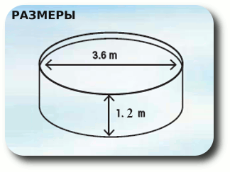 Сборный круглый бассейн AZURO 400DL Ø 3,60 × 1,20 м – пакет BASIC – РАЗМЕРЫ