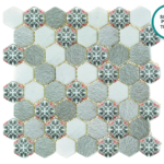 Sechseckiges Glaskeramik-Mosaik Glauconite – Mosaikbogen