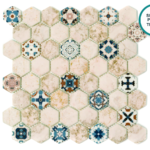 Sechseckiges Glaskeramik-Mosaik Moleanos – Mosaikbogen
