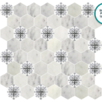 Sechseckiges Glaskeramik-Mosaik Neve – Mosaikbogen