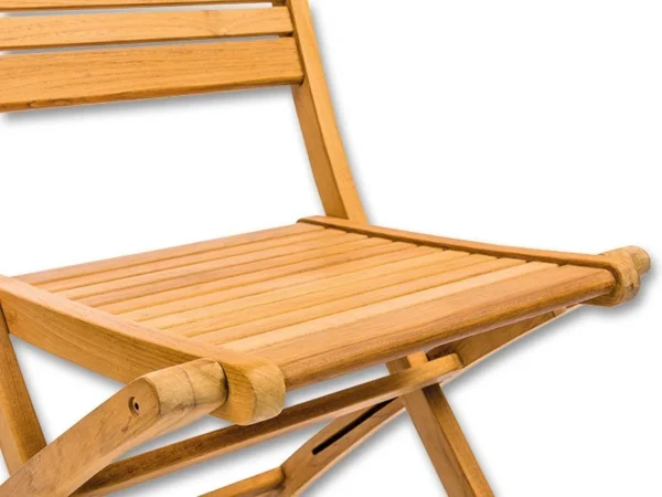 Șezut din șipci de tec și mecanism pliant al scaunului de balcon Ambra