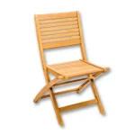 Klappbarer Balkonstuhl Ambra aus Teak, Seitenansicht auf weißem Hintergrund