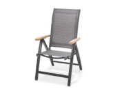 Klappbarer Sessel Essence mit Aluminiumrahmen und Teak-Armlehnen, Seitenansicht
