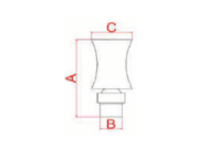 Schema mit Maßen A, B und C der Kaskadendüse Atlas Pool