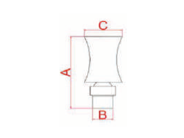 Schema mit Maßen A, B und C der Kaskadendüse Atlas Pool