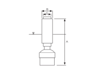 Diagram with dimensions A, B and C of a nozzle with inserted tubes Atlas Pool