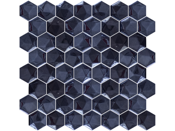 Hexagonal glass-ceramic mosaic for bathroom Cayo Santa María – cladding example