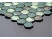 Hexagonal glass-ceramic mosaic for bathroom Ficus – cladding example