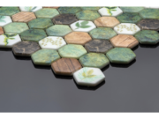 Hexagonal glass-ceramic mosaic for bathroom Foresta – cladding example