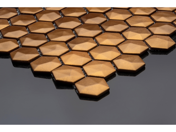 Hexagonal glass-ceramic mosaic for bathroom Maio – cladding example