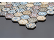 Hexagonal glass-ceramic mosaic for bathroom Orta – cladding example