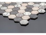 Hexagonal glass-ceramic mosaic for bathroom Pernice – cladding example
