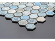 Hexagonal glass-ceramic mosaic for bathroom Petra – cladding example