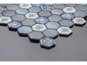 Hexagonal glass-ceramic mosaic for bathroom Piombo – cladding example