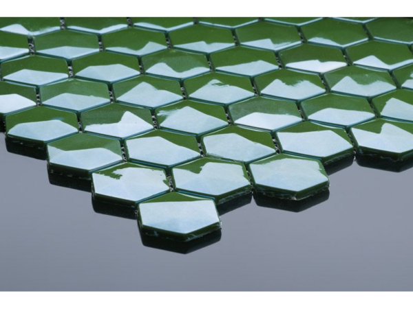 Hexagonal glass-ceramic mosaic for bathroom Samaná – cladding example