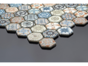 Hexagonal glass-ceramic mosaic for bathroom Udaipur – cladding example