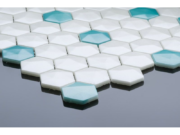 Hexagonal glass-ceramic mosaic for bathroom Vilankulo – cladding example