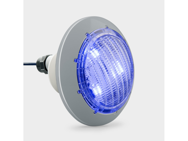 RGB прожектор със сива бленда, светещ в синьо