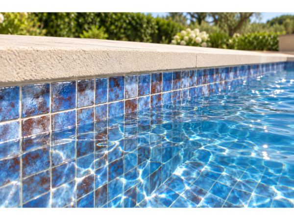 Glass-ceramic pool mix Biarritz – close-up of the mosaic underwater
