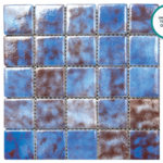 Glass-ceramic pool mix Biarritz – blue-brown mix with a pearl shimmer, sheet 340 × 340 mm