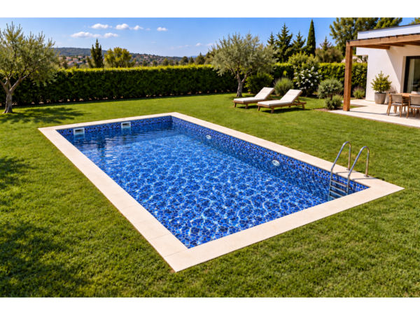 Mozaic puzzle din sticlă ceramică pentru piscină Barbados – piscină cu apă, placată cu mozaic