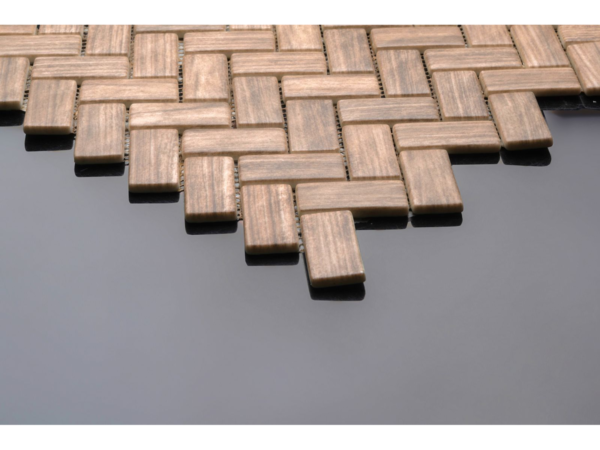 Herringbone glass-ceramic bathroom mosaic Flores – cladding example