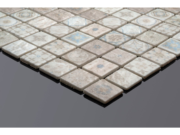 Patterned glass-ceramic mosaic for bathroom Assisi – cladding example